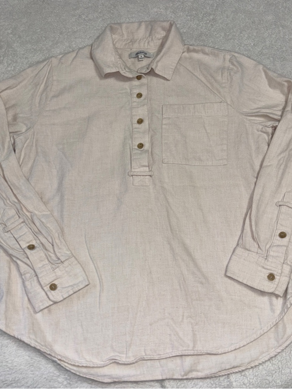 Madewell Cream 100% Cotton Light Quarter Button Up Women’s Size M